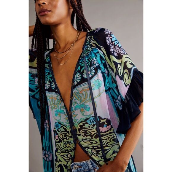 Free People Back To Barcelona Kaftan Dress $350 Sz Small - Picture 3 of 4